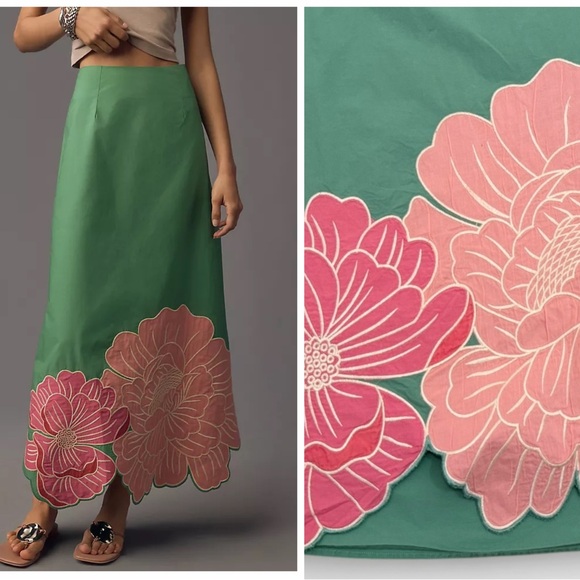 SOLD OUT FARM Rio Cotton A Line Maxi Flowers Women’s S - Picture 2 of 12